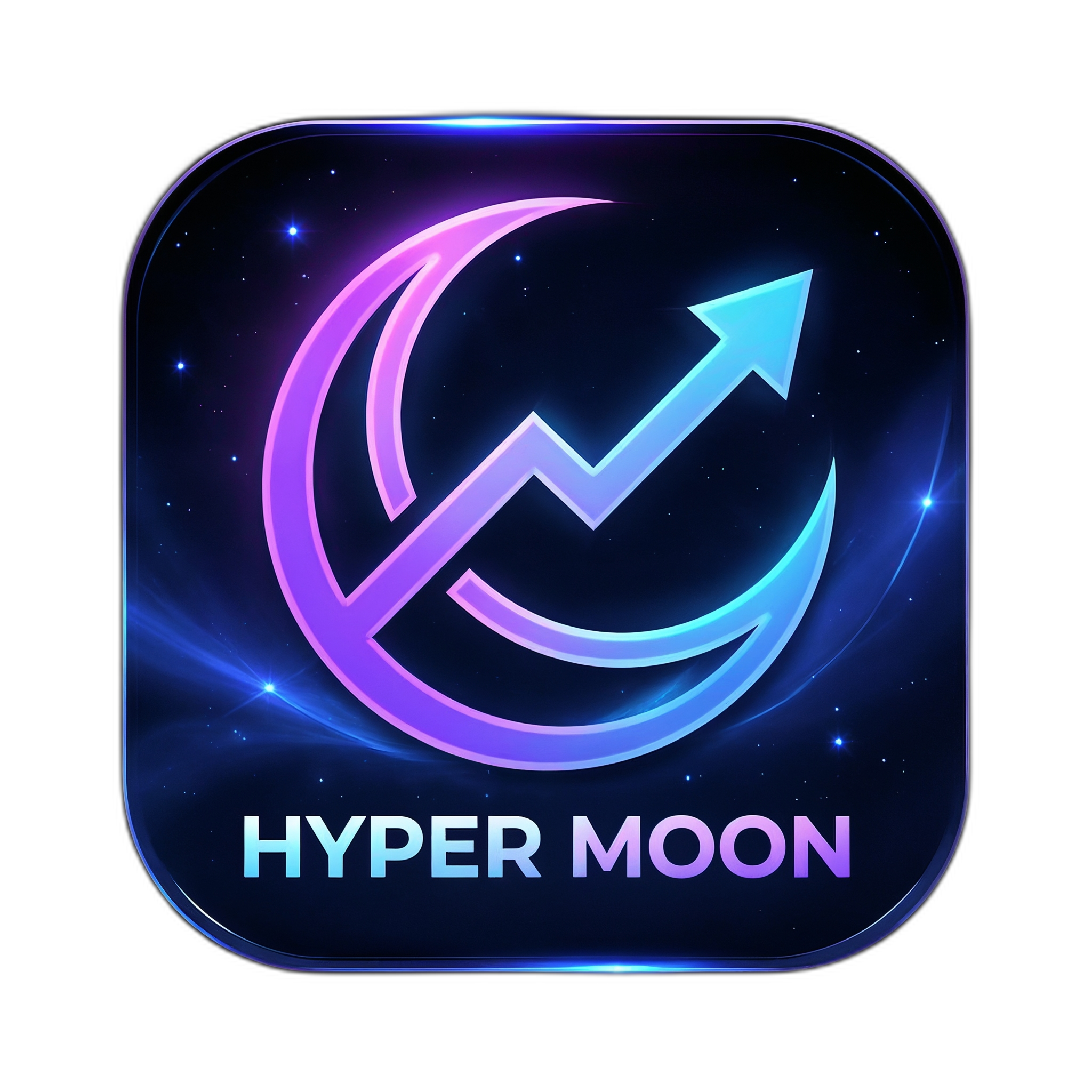 Logo of Hyper Moon with a stylized moon and arrow design on a dark background.